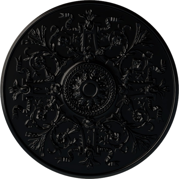 Ekena Millwork Versailles Ceiling Medallion (Fits Canopies up to 3 1/4"), Hand-Painted Jet Black, 33"OD x 1 3/4"P CM33VEBLF - main